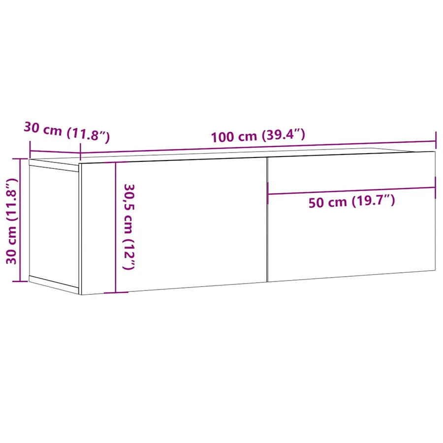 Meuble TV Blanc 100x30x30 cm Bois d’ingénierie - 9