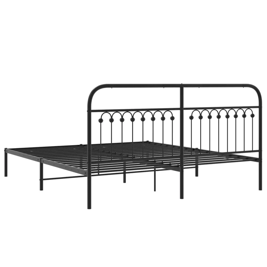 Cadre de lit métal sans matelas avec tête de lit noir 183x213cm - 6