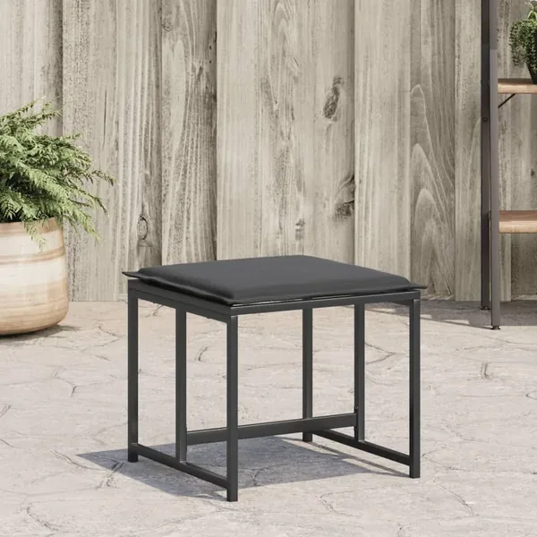 Tabourets de jardin avec coussins lot de 4 noir acier/textilène