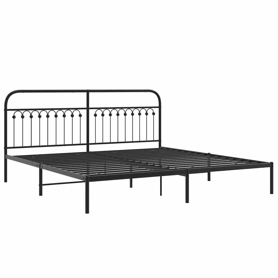 Cadre de lit métal sans matelas avec tête de lit noir 200x200cm - 3