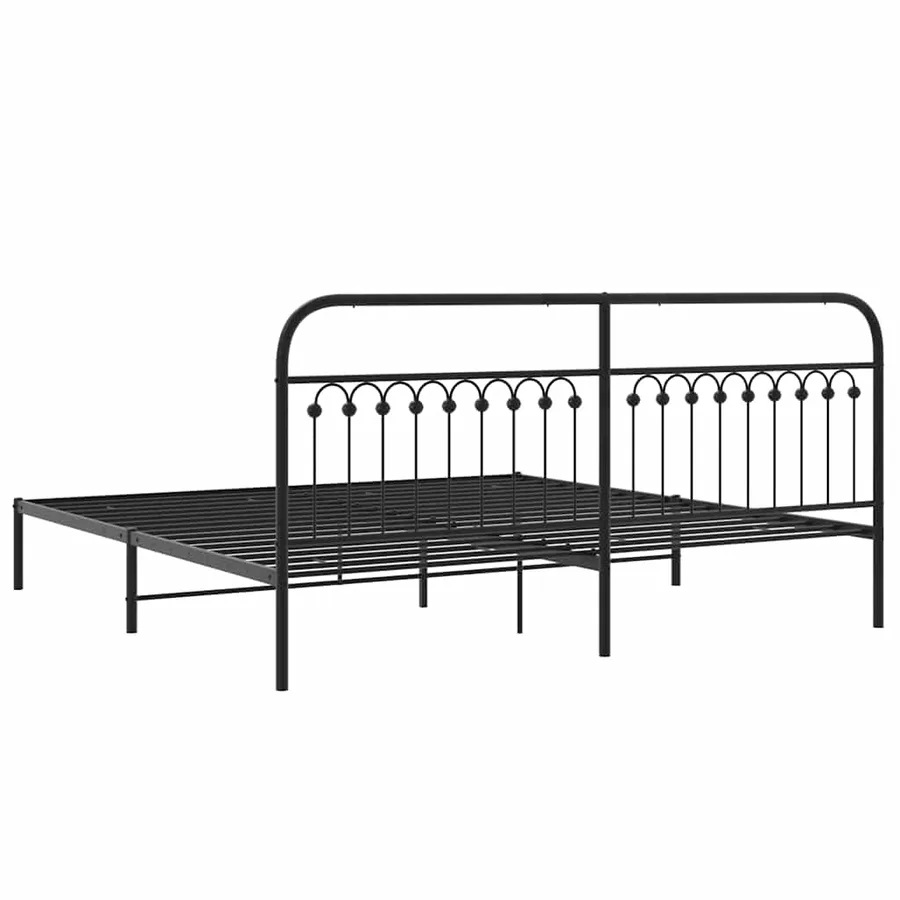 Cadre de lit métal sans matelas avec tête de lit noir 200x200cm - 6