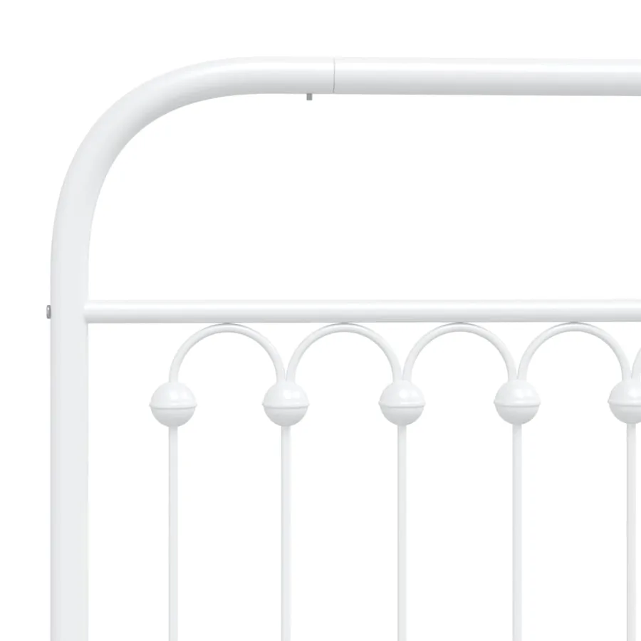 Cadre de lit métal sans matelas et pied de lit blanc 120x190 cm - 7