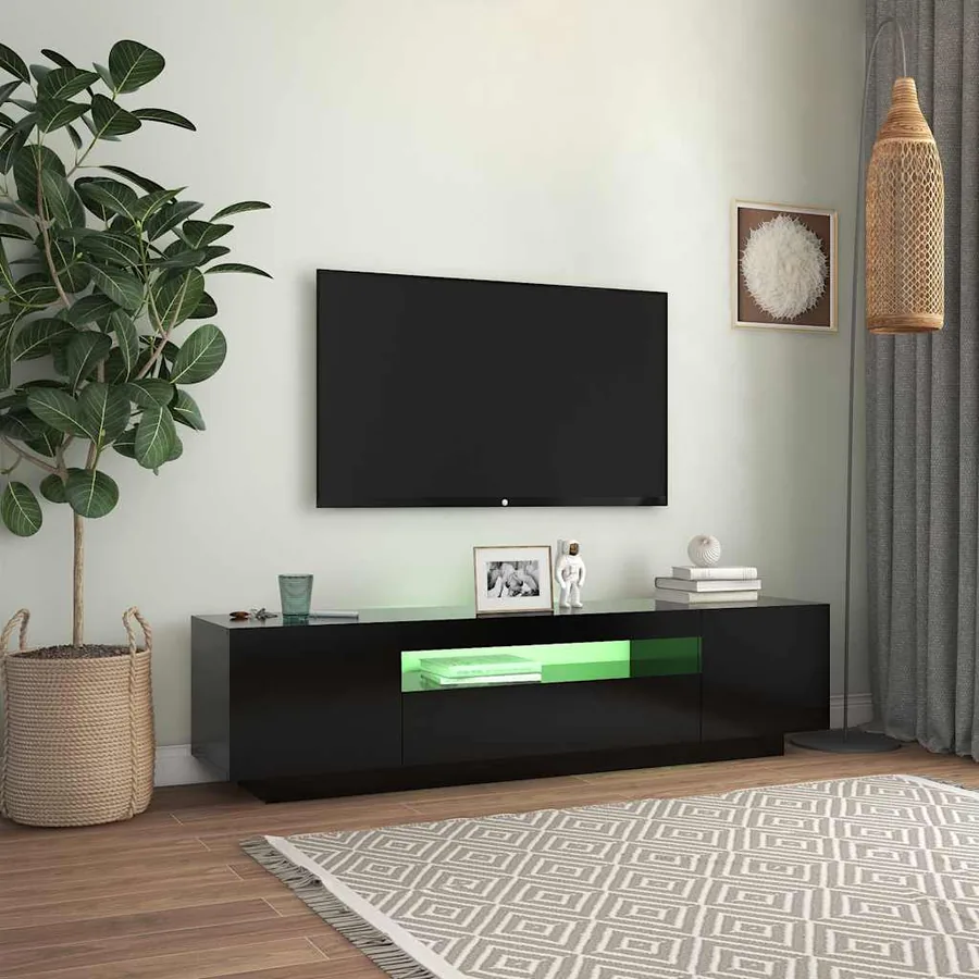 Meuble TV avec lumières LED noir 160x35x40 cm - 3