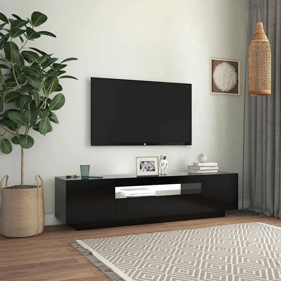 Meuble TV avec lumières LED noir 160x35x40 cm - 5