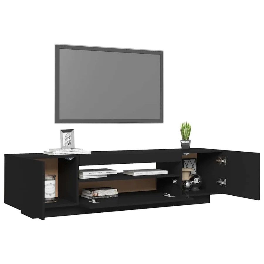 Meuble TV avec lumières LED noir 160x35x40 cm - 6