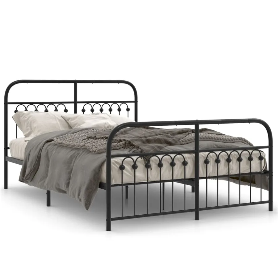 Cadre de lit métal sans matelas avec pied de lit noir 140x190cm - 2