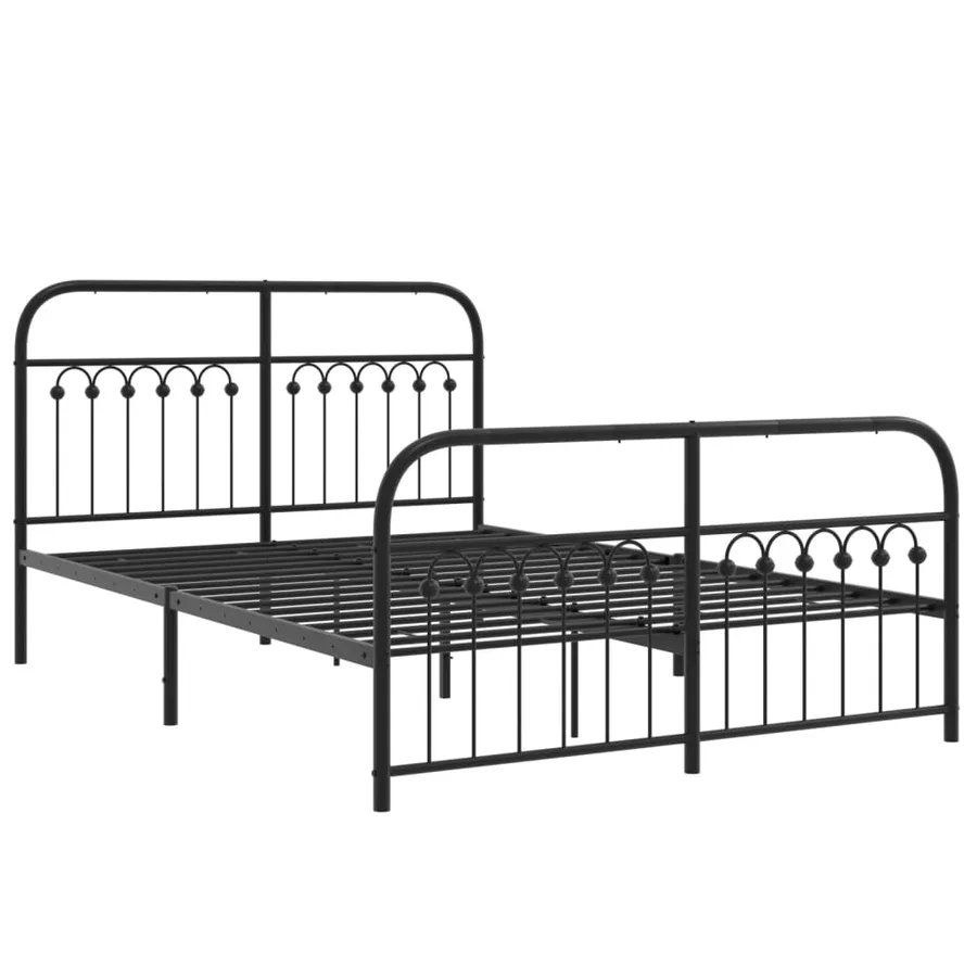 Cadre de lit métal sans matelas avec pied de lit noir 140x190cm - 3