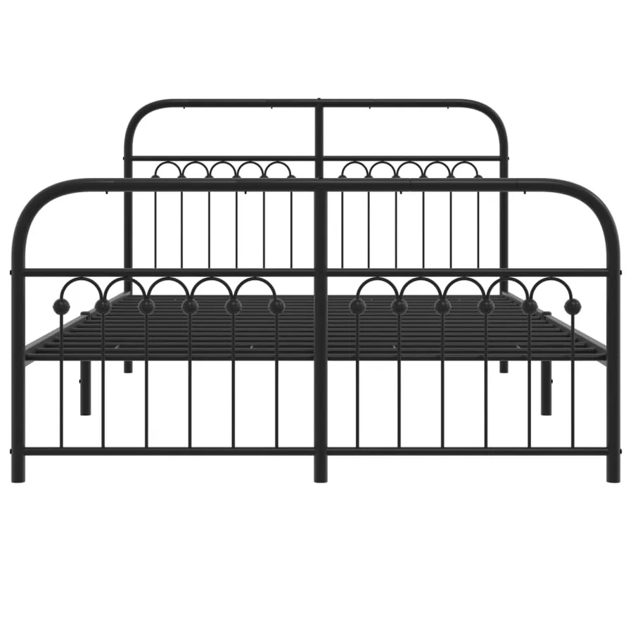 Cadre de lit métal sans matelas avec pied de lit noir 140x190cm - 4