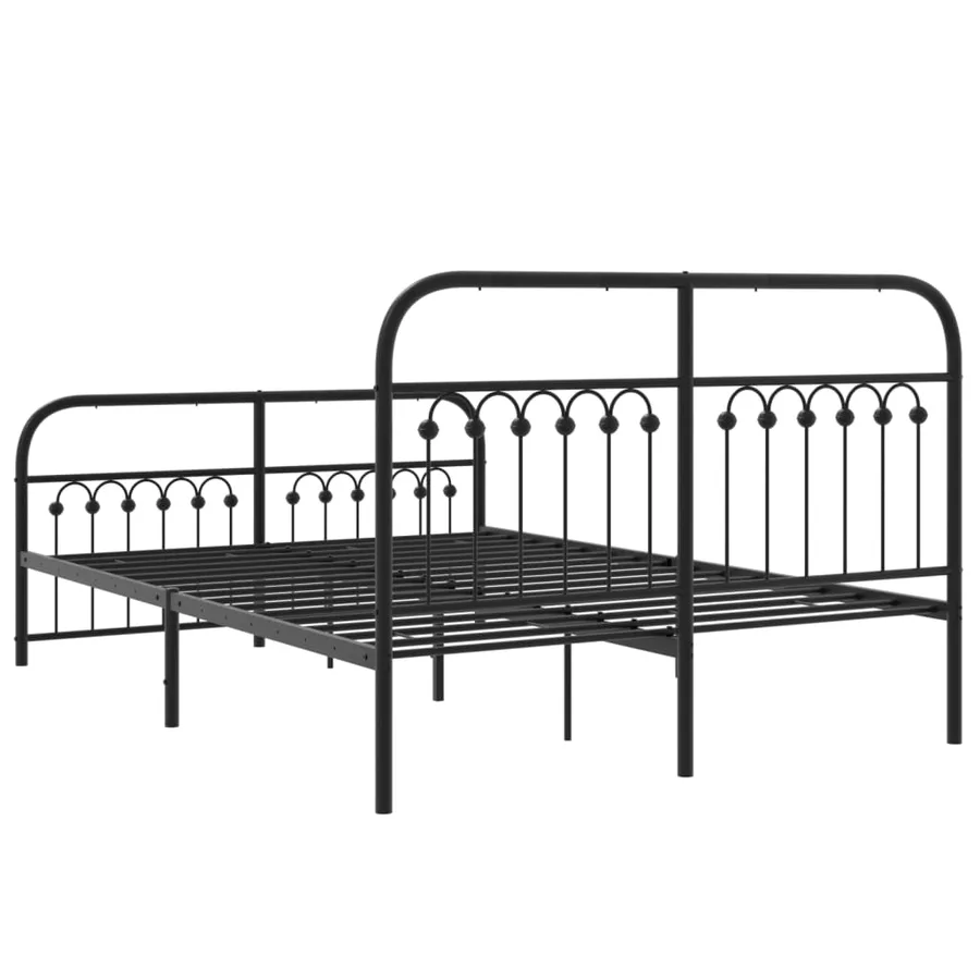 Cadre de lit métal sans matelas avec pied de lit noir 140x190cm - 6