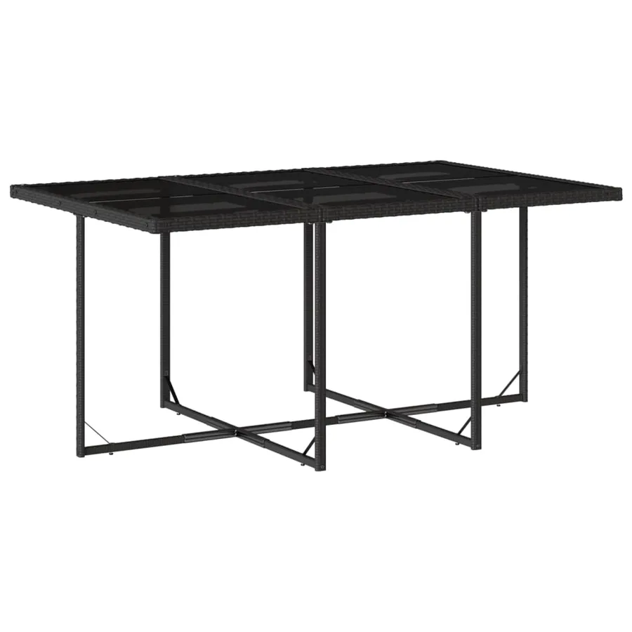 Ensemble à manger de jardin coussins 7pcs Noir Résine tressée - 3