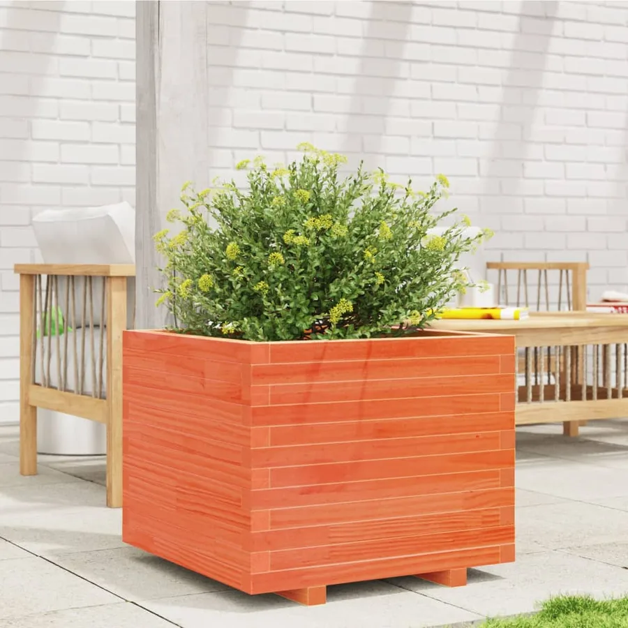 Jardinière cire marron 60x60x49,5 cm bois de pin massif - 3