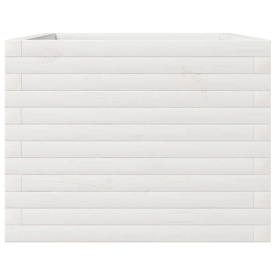 Jardinière blanc 110x60x45,5 cm bois de pin massif - 6