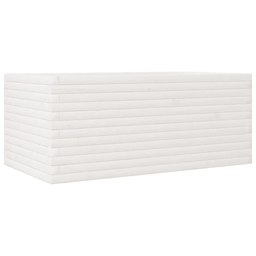 Jardinière blanc 110x60x45,5 cm bois de pin massif - 7