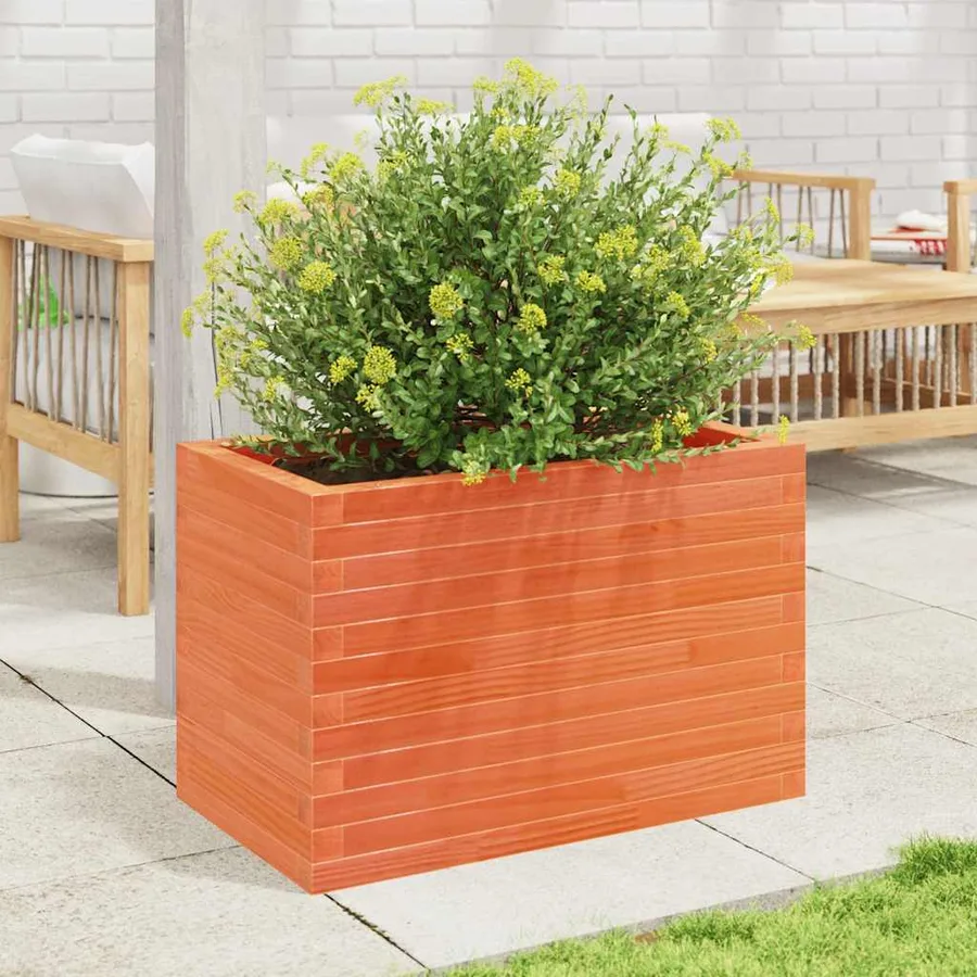 Jardinière cire marron 70x40x45,5 cm bois de pin massif - 3