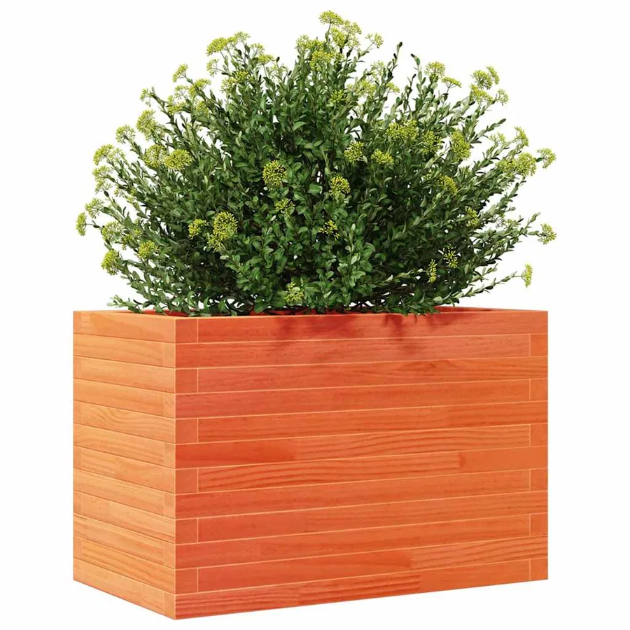 Jardinière cire marron 70x40x45,5 cm bois de pin massif - 4
