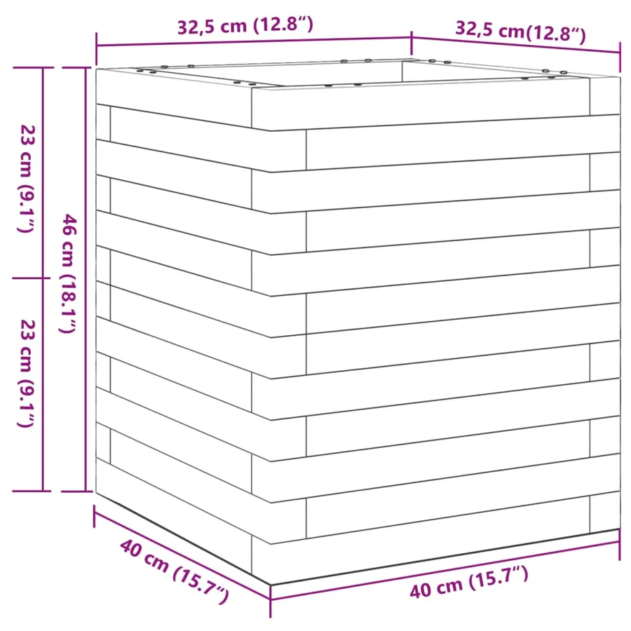 Jardinière blanc 40x40x46 cm bois de pin massif - 10
