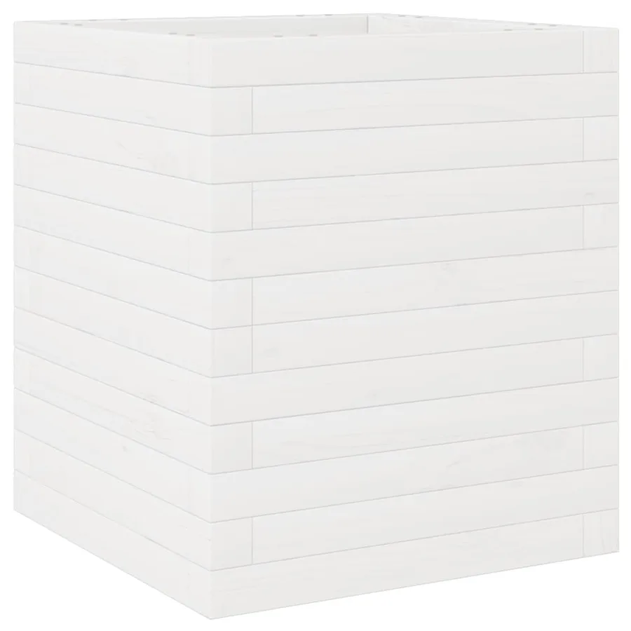 Jardinière blanc 40x40x46 cm bois de pin massif - 2