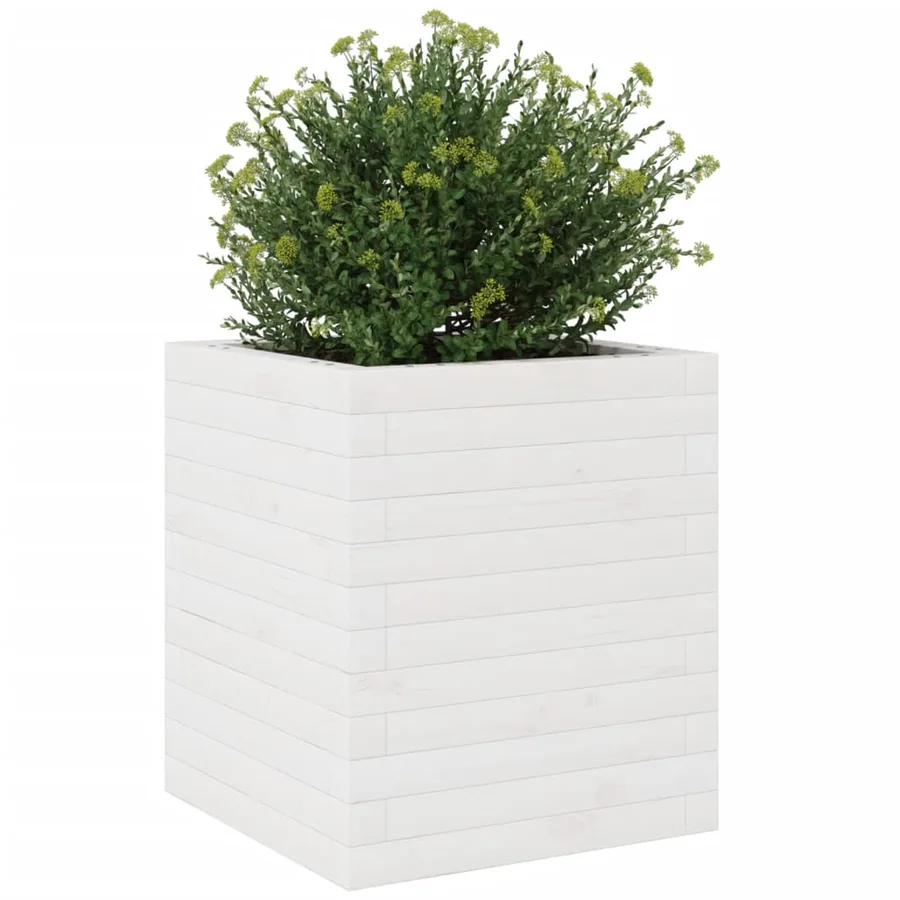 Jardinière blanc 40x40x46 cm bois de pin massif - 4