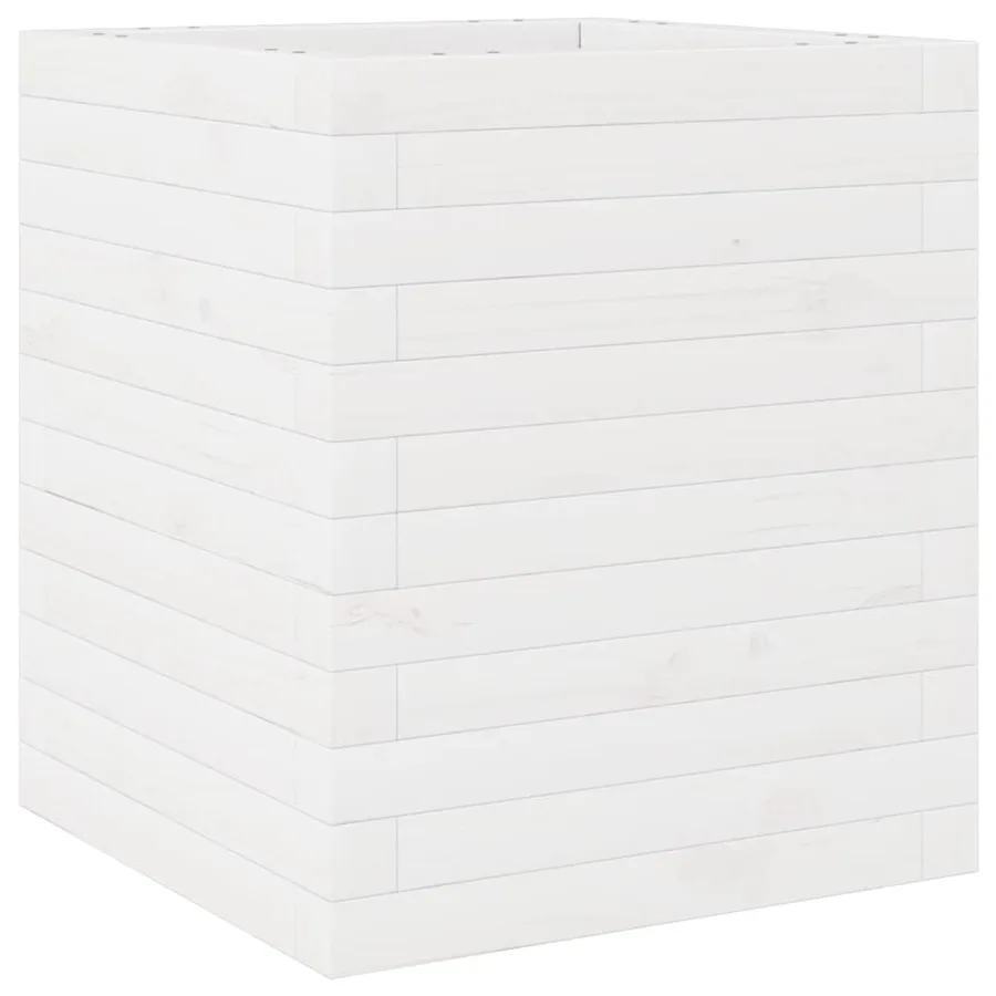 Jardinière blanc 40x40x46 cm bois de pin massif - 7