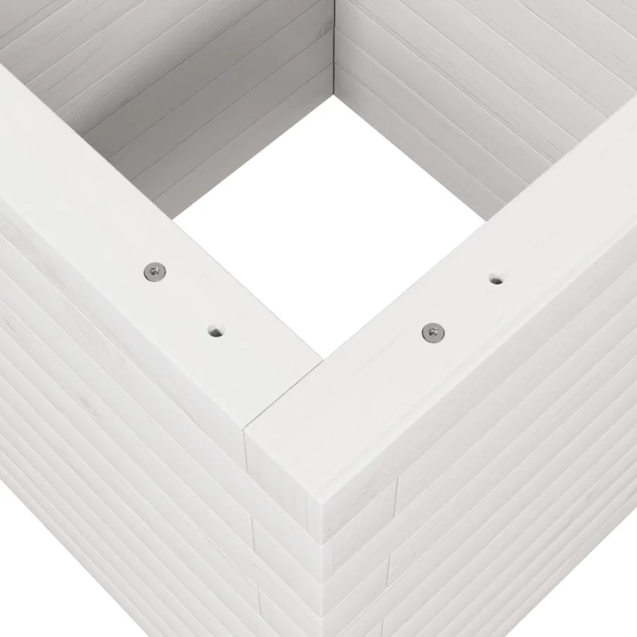 Jardinière blanc 40x40x46 cm bois de pin massif - 8