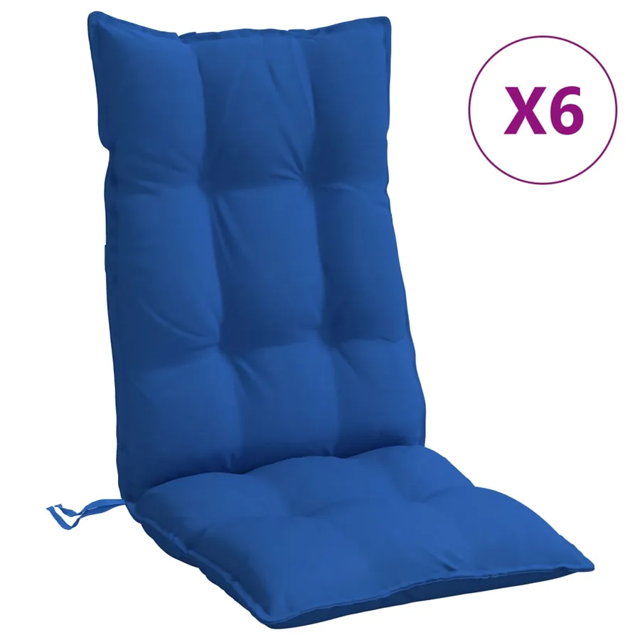 Coussins de chaise à dossier haut lot de 6 bleu royal - 2