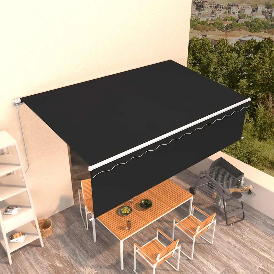 Manual retractable awning with blind 5x3 m Anthracite
