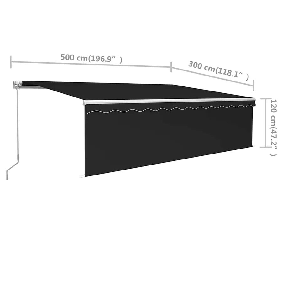 Auvent rétractable manuel avec store 5x3 m Anthracite - 7