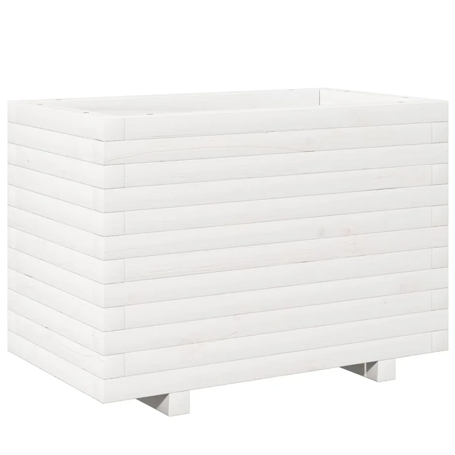 Jardinière blanc 70x40x49,5 cm bois de pin massif - 2