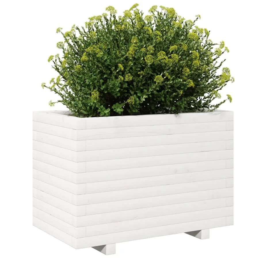 Jardinière blanc 70x40x49,5 cm bois de pin massif - 4