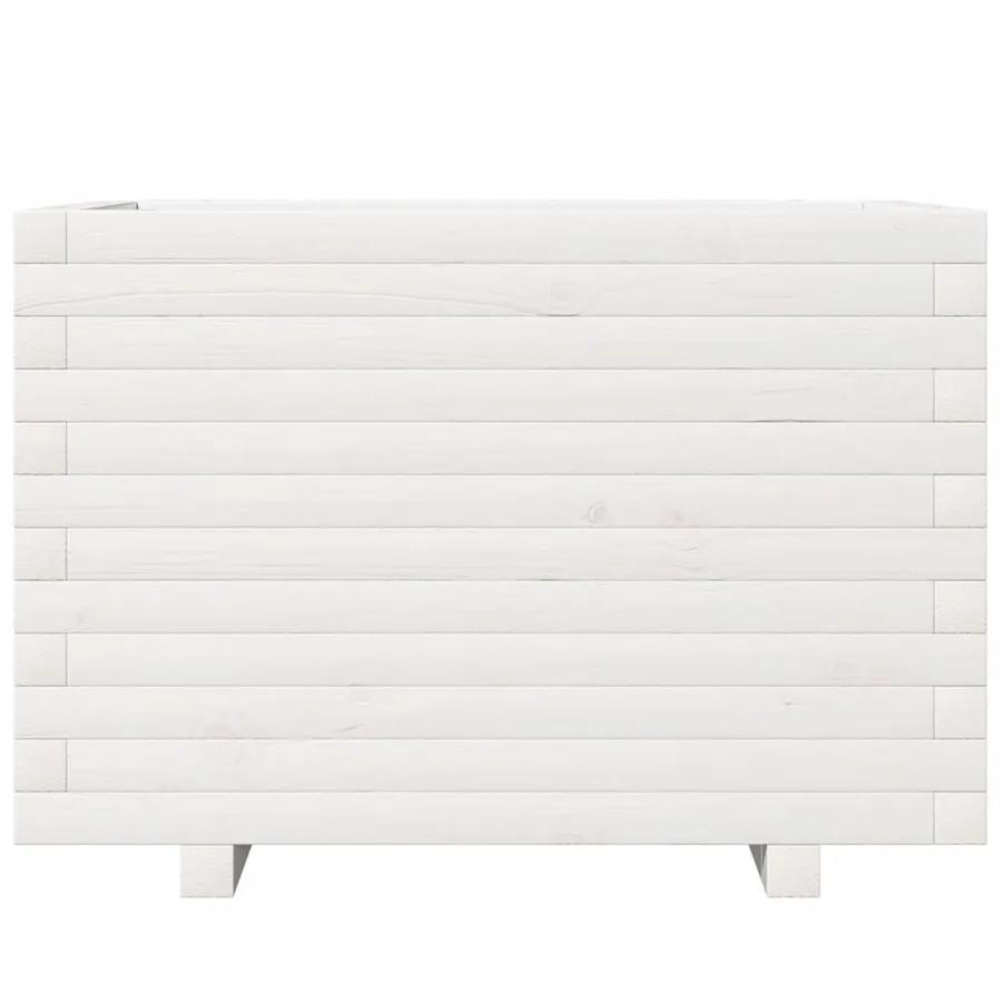 Jardinière blanc 70x40x49,5 cm bois de pin massif - 5