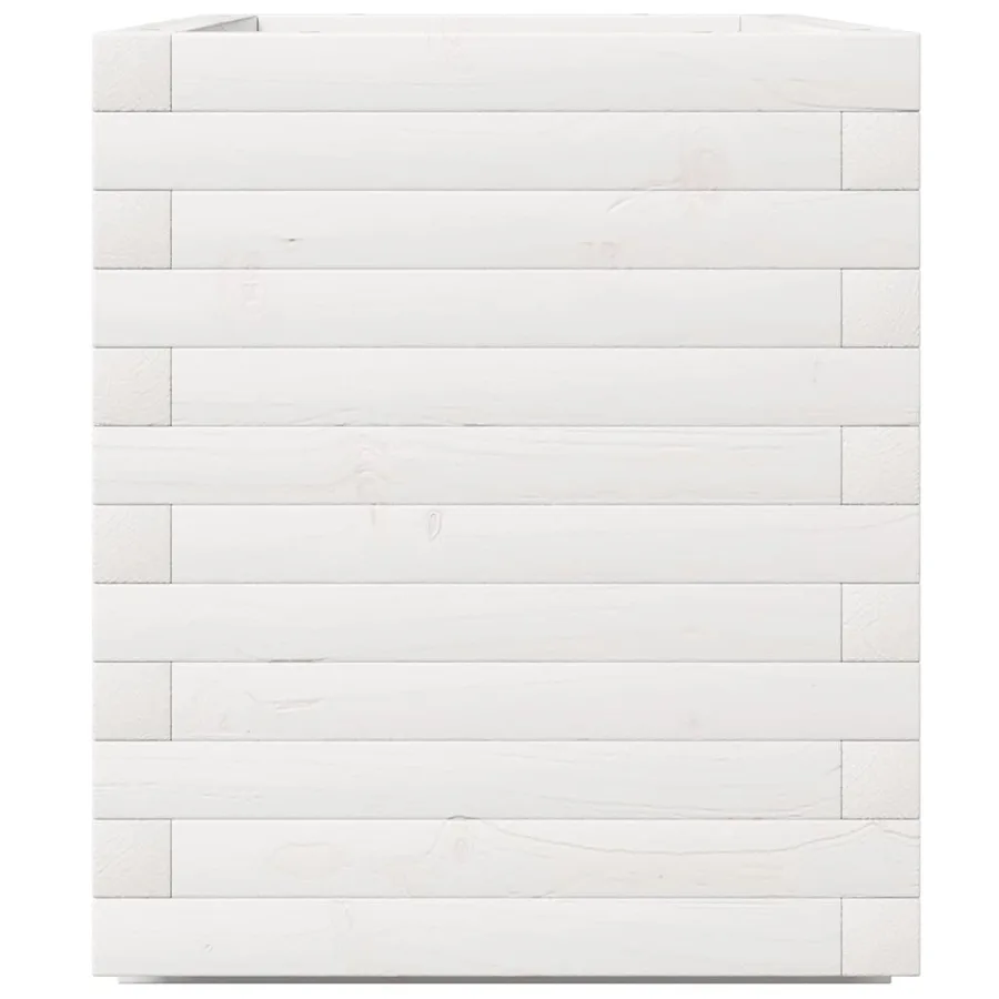 Jardinière blanc 70x40x49,5 cm bois de pin massif - 6
