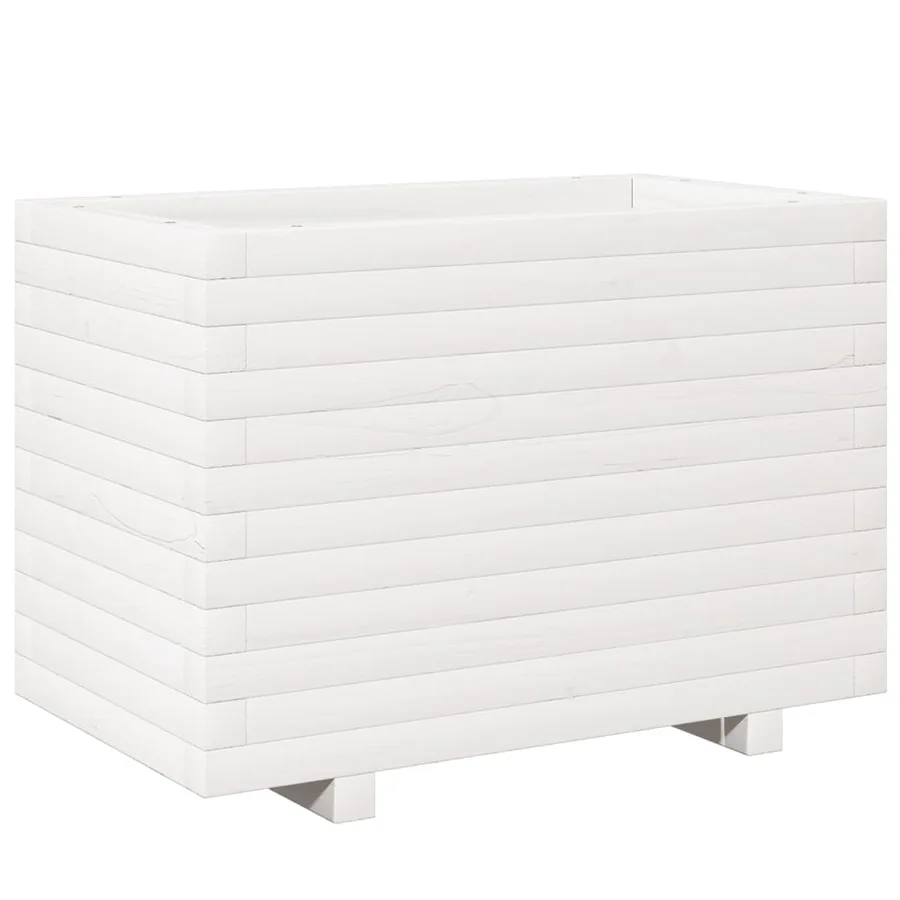 Jardinière blanc 70x40x49,5 cm bois de pin massif - 7