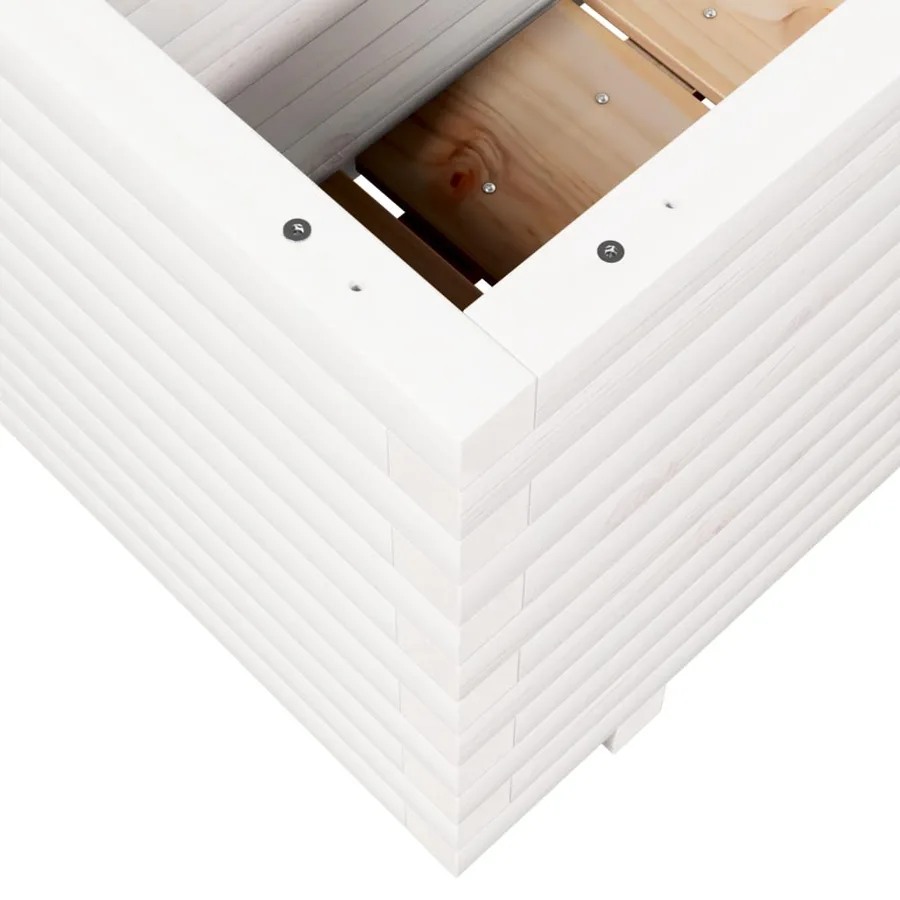 Jardinière blanc 70x40x49,5 cm bois de pin massif - 8