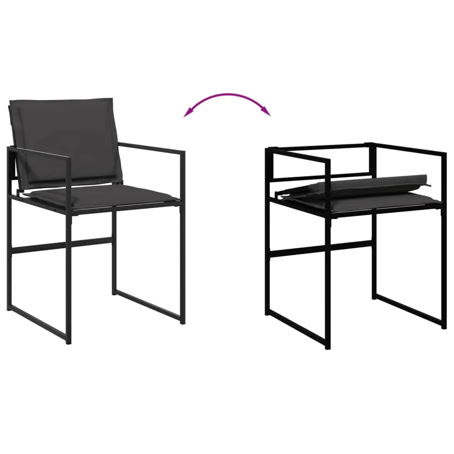 Ensemble à manger de jardin avec coussins 5 pcs noir textilène - 8