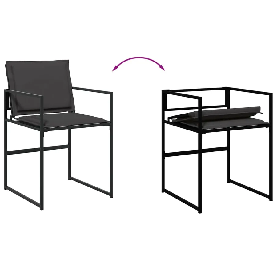 Ensemble à manger de jardin avec coussins 9 pcs noir textilène - 5