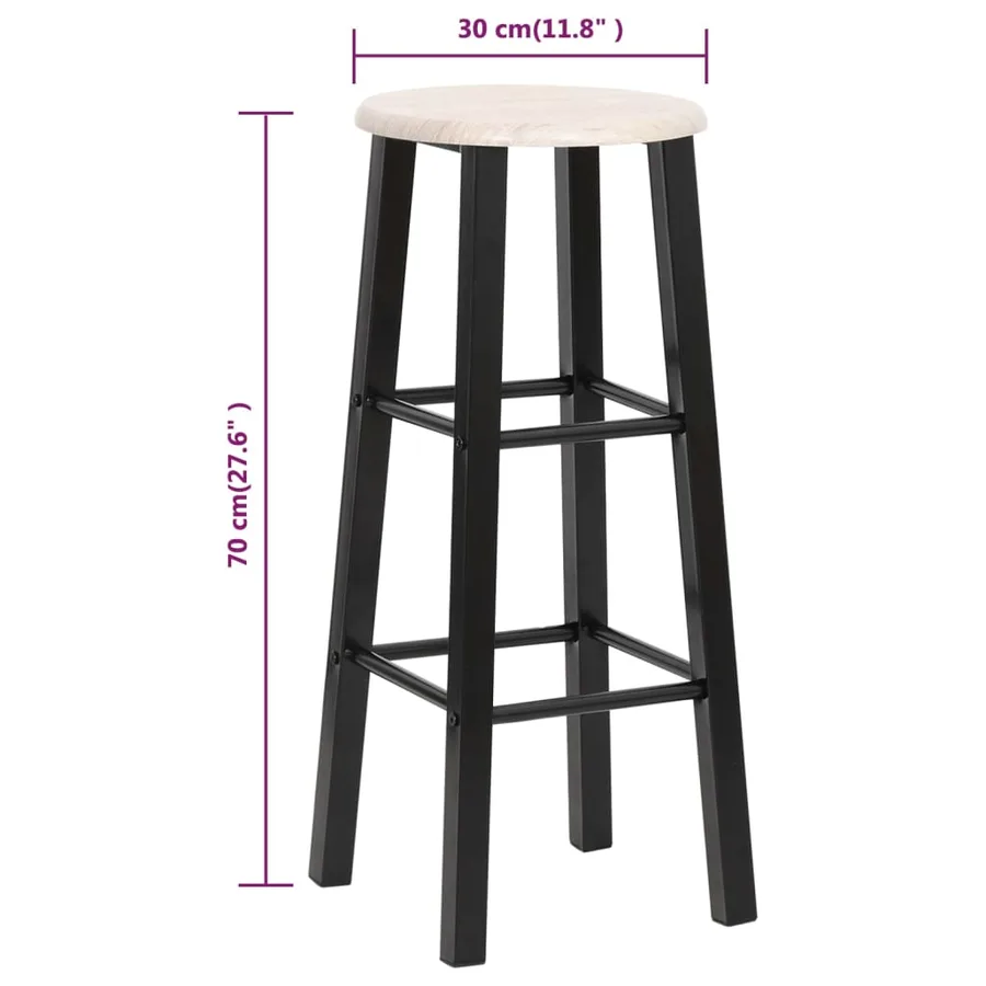 Tabourets de bar lot de 2 noir MDF - 7