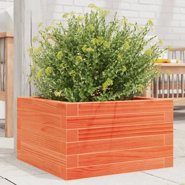 Jardinière cire marron 40x40x23 cm bois de pin massif