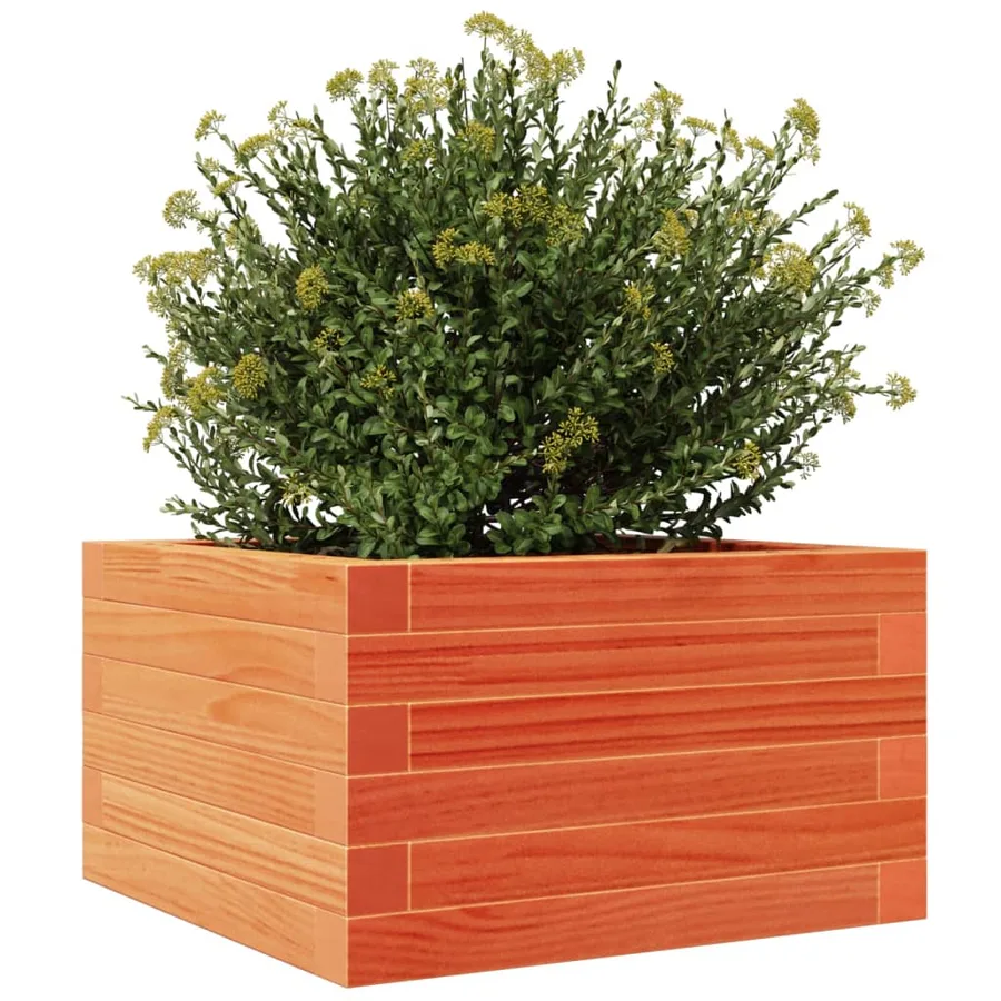 Jardinière cire marron 40x40x23 cm bois de pin massif - 4