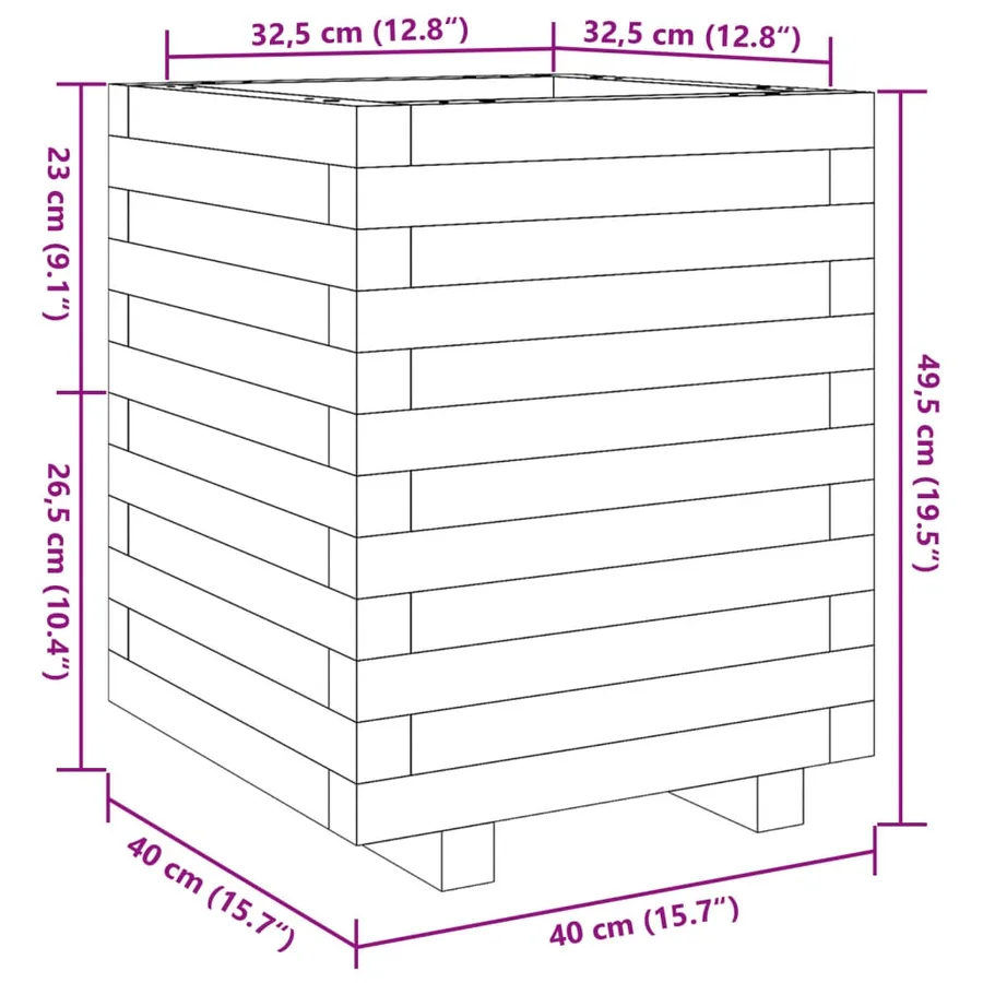 Jardinière cire marron 40x40x49,5 cm bois de pin massif - 10