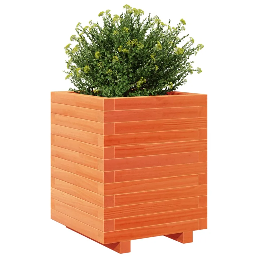 Jardinière cire marron 40x40x49,5 cm bois de pin massif - 4