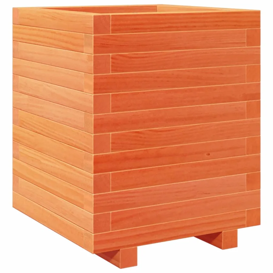 Jardinière cire marron 40x40x49,5 cm bois de pin massif - 7
