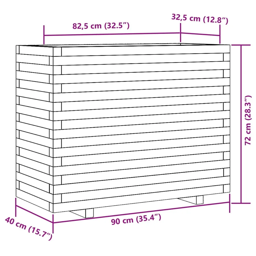Jardinière cire marron 90x40x72 cm bois de pin massif - 10