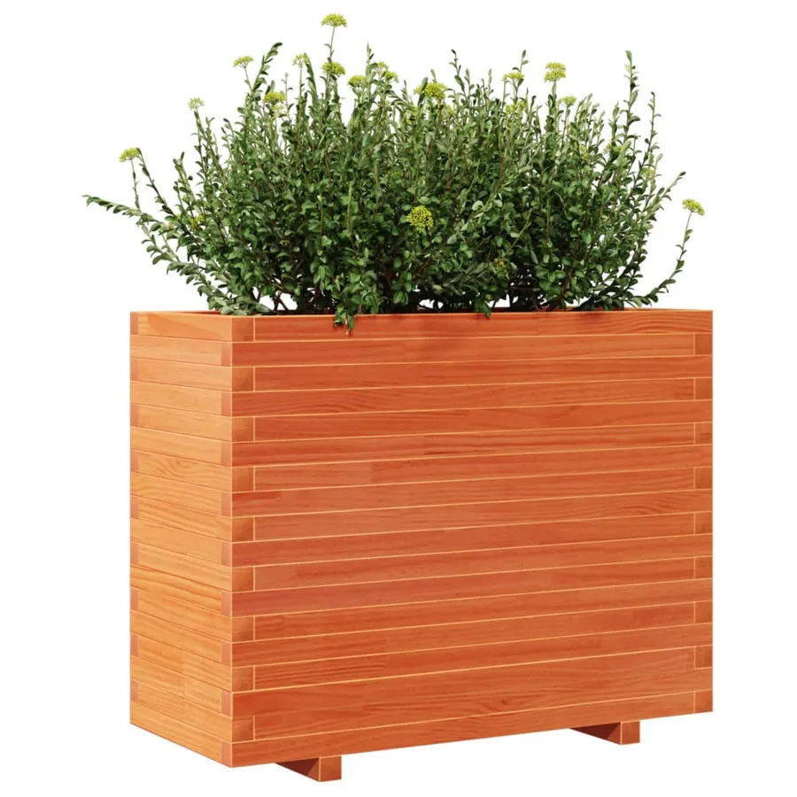 Jardinière cire marron 90x40x72 cm bois de pin massif - 4