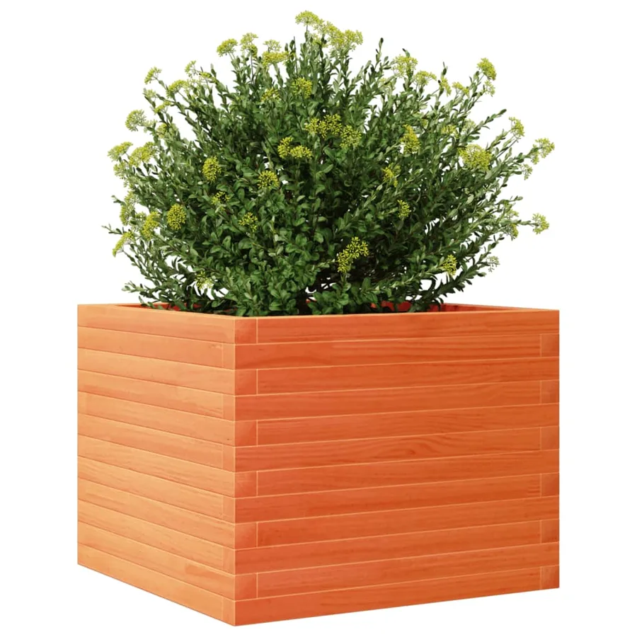 Jardinière cire marron 60x60x45,5 cm bois de pin massif - 4