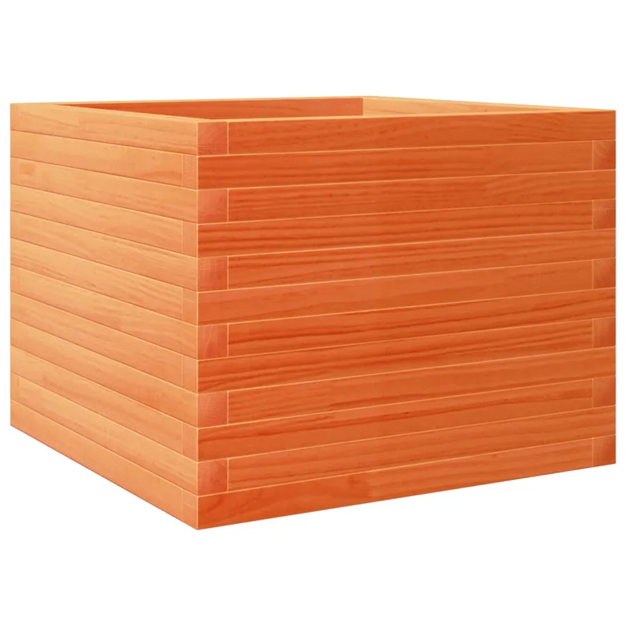 Jardinière cire marron 60x60x45,5 cm bois de pin massif - 7