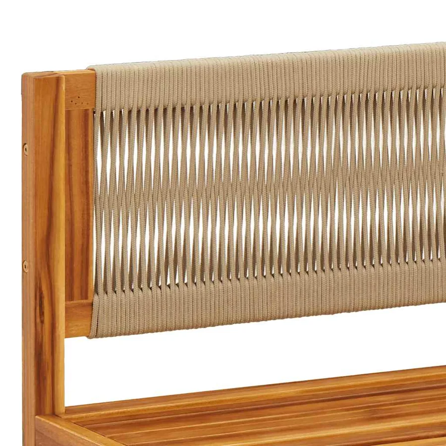 Ensemble de canapés de jardin 3 pièces avec coussins, bois d'acacia et corde, - 7