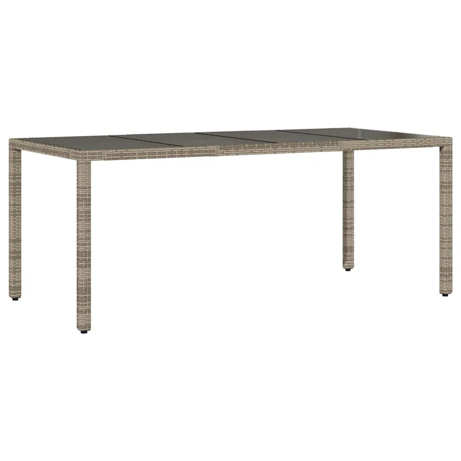 Table de jardin dessus en verre Gris 190x90x75cm Résine tressée - 2