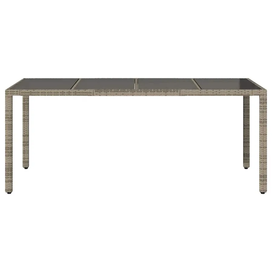 Table de jardin dessus en verre Gris 190x90x75cm Résine tressée - 4