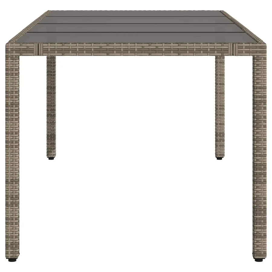Table de jardin dessus en verre Gris 190x90x75cm Résine tressée - 5