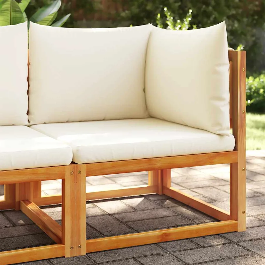 Canapé d'angle de jardin avec coussins en bois d'acacia et corde